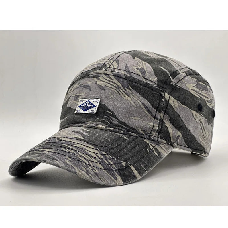 Arbejdstøj-inspireret camouflage-baseballkasket med kort skygge til mænd og kvinder, trendy unisex-solhat til udendørs brug