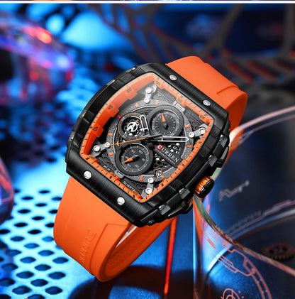 CURREN Men’s Luxury Square Quartz Chronograph Watch Waterproof, Luminous Dial & Date Display
