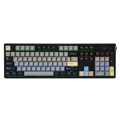 EPOMAKER TH108 PRO 100% Full-Sized Hot-Swap kabelgebundene/BT/2.4Ghz kabellose mechanische Tastatur mit Display & Drehknopf, 10000mAh Akku