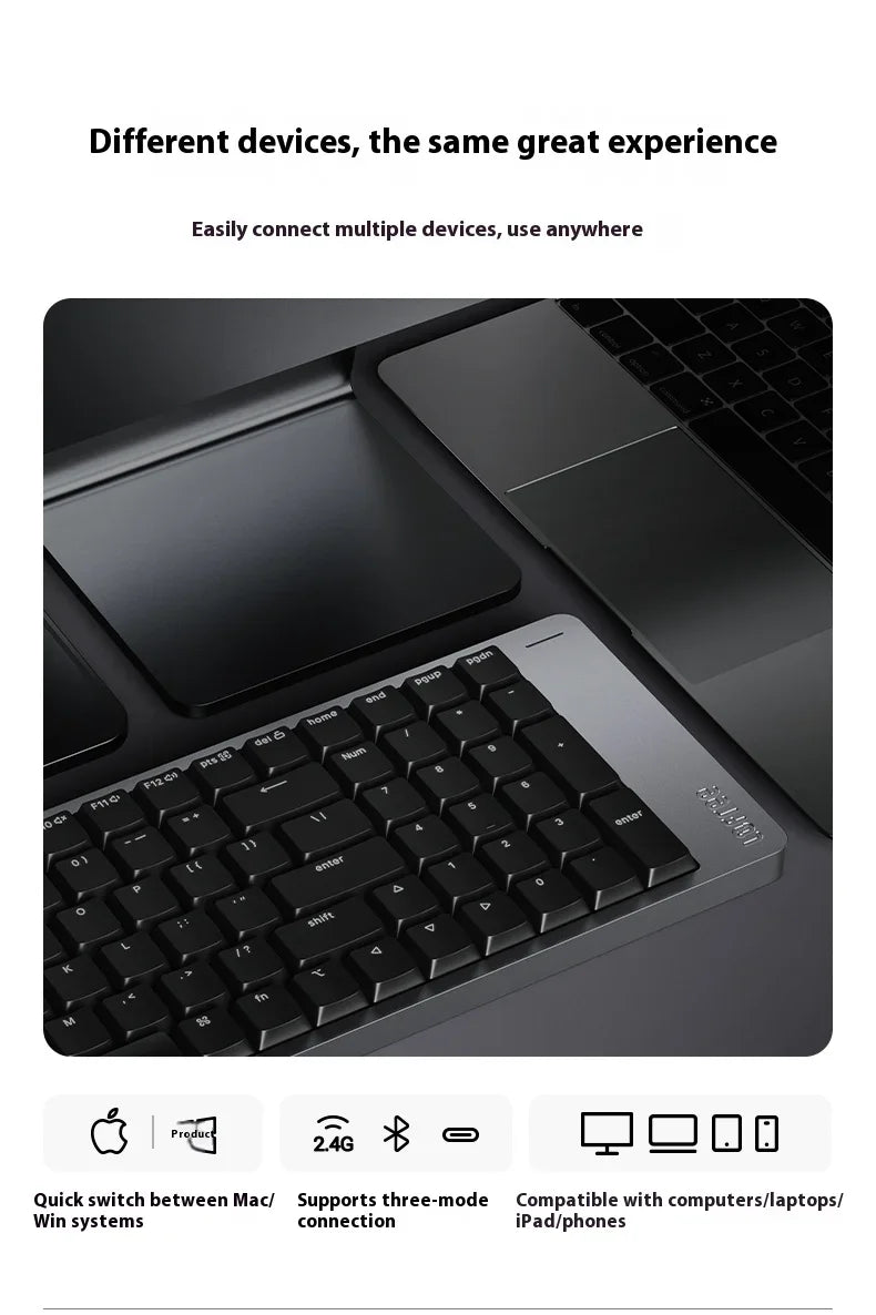Tastiera meccanica Lofree FLOW2 Business Office, wireless Bluetooth e cablata, silenziosa con suono delicato, compatibile, mute, blocco in alluminio