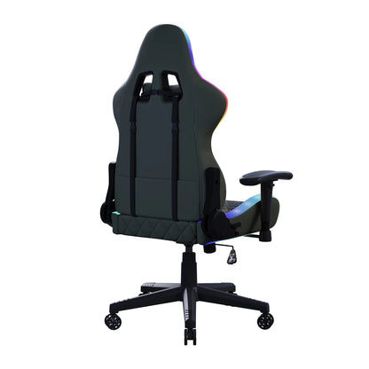 Ergonomic Office Chair with Lumbar Massage, RGB LED Lighting, Reclining Backrest, Adjustable Armrests, Gaming Desk Chair for Home Office