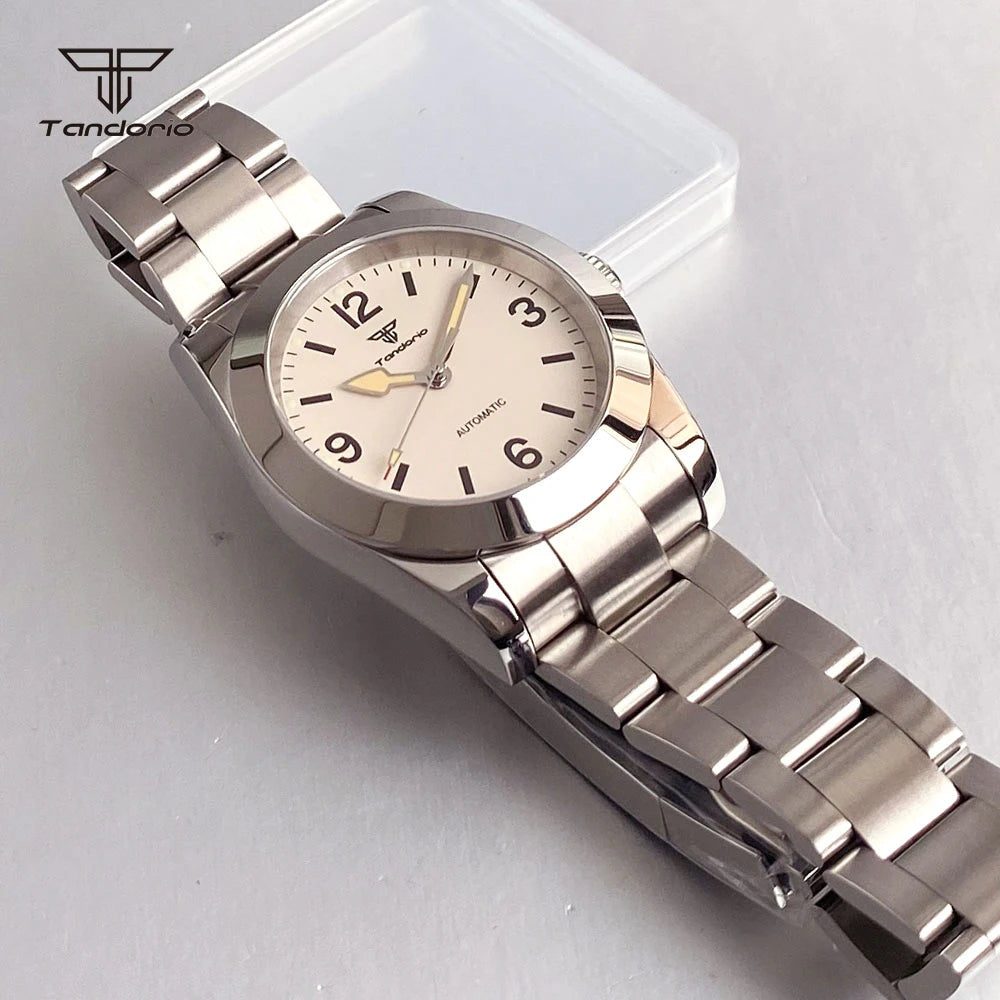 Tandorio Mechanical Automatic 36mm/39mm Explorer Style Watch Sapphire Glass Miyota8215 or PT5000 Men's Wristwatch Glide Clasp