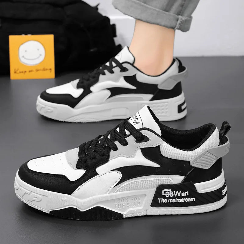 Pantofi sport noi de toamnă pentru bărbați, pantofi confortabili cu platformă pentru bărbați, tendință 2023, pantofi vulcanizați cu șireturi, sneakers casual albi, zapatillas