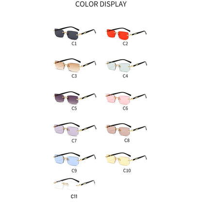 10 Pairs Per Set Wholesale Sunglasses For Women Fashion Rectangle Rimless Outdoor Eyewear Simple Casual Square Sun Glasses