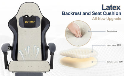 SYMINO Latex Cushion Ergonomic Gaming Chair – Racing Style, Adjustable with Footrest, 130kg Capacity