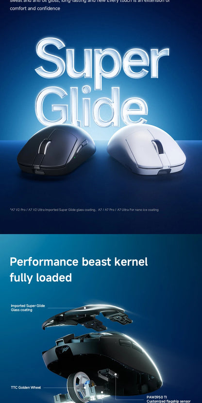 MCHOSE A7 V2 Ultra/Pro Lightweight Wireless Gaming Mouse Dual 8000Hz PAW3950 TI 42000DPI Mice For PC E-sports Gamer