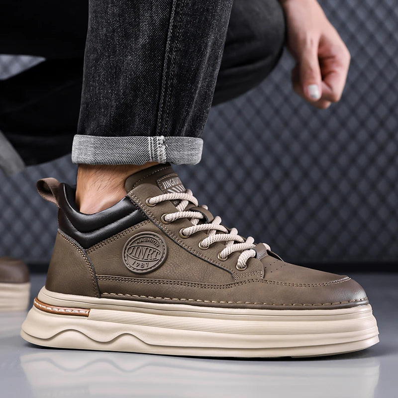 High Quality Men's Casual Leather Thick Bottom Oxford Shoes Fashion Outdoor Flat Top Quality Oxford Shoes Handmade Walking Shoes