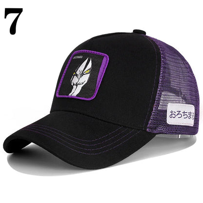 Casquette de baseball imprimée à l'effigie d'un personnage de l'anime Dragon Ball pour hommes et femmes – Casquette hip-hop – Casquette en maille pour camionneur – Protection solaire d'été pour les activités en plein air