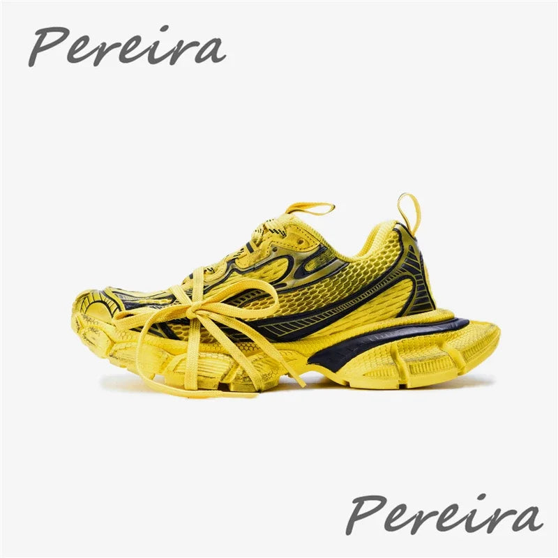 Streetstyle herensneakers met dikke zool, nieuwe gemengde kleuren, vetersluiting, casual koppelschoenen, comfortabel en ademend, voor hardlopen en wandelen