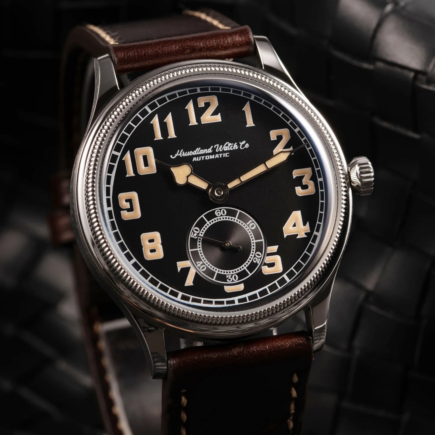 Hruodland 2024 New Retro Classic Men Watches Automatic Mechanical Stainless Steel Brown Leather Diving Wristwatch for Male