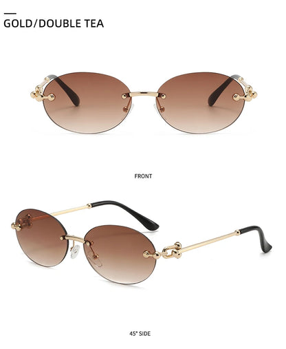 Oval Rimless Sunglasses High-End Casual and Luxurious Women's Borderless Sun Glasses Fashion and Personalized Sunglasses