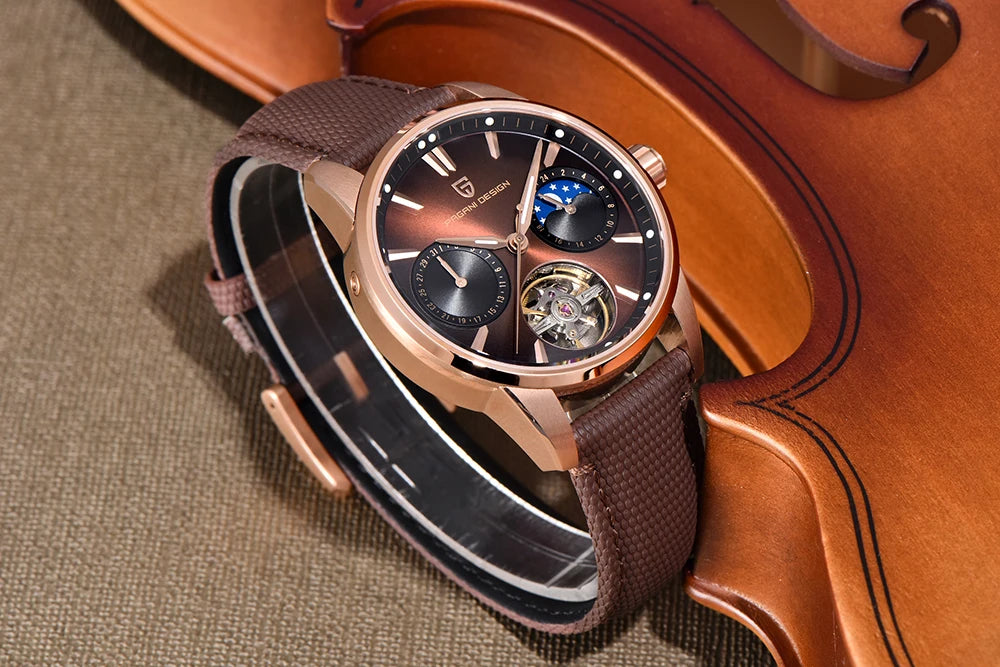 PAGANI DESIGN 41mm Men’s Luxury Mechanical Watch  Sapphire Crystal, Leather Strap & Waterproof
