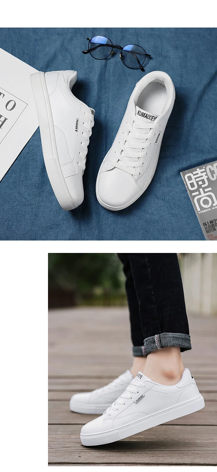 Men's Casual Skateboarding Shoes White Outdoor Leisure Sneakers Breathable Walking Shoes Flat Shoes Chaussure Homme 39-48