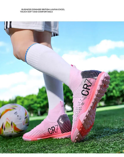 Chuteiras de Futebol de Treino TF com Pitons Longos, Resistentes ao Desgaste, Respiráveis, para Terreno Firme, Jogo ao Ar Livre e Treino