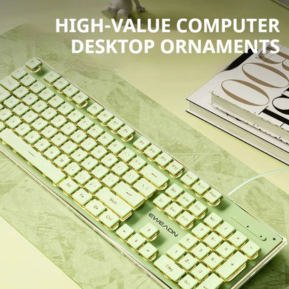 EWEADN V3 kabelgebundene leise Büro- & Gaming-Tastatur, Folientasten-Design, ergonomisch, für Windows/Laptop/PC/Desktop, E-Sports-Zubehör