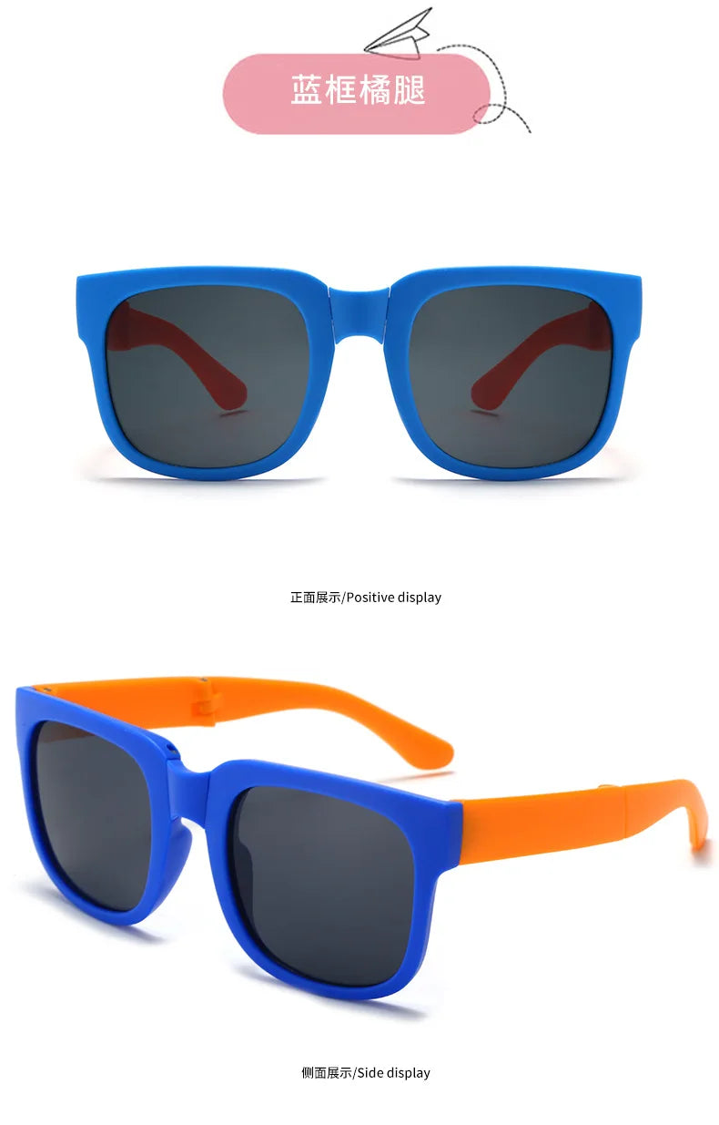 Fashion Kids Folding Sunglassess New Ultralight Candy Color Children Sun Glasses Portable Square Frame Eyewear for Girls Boy