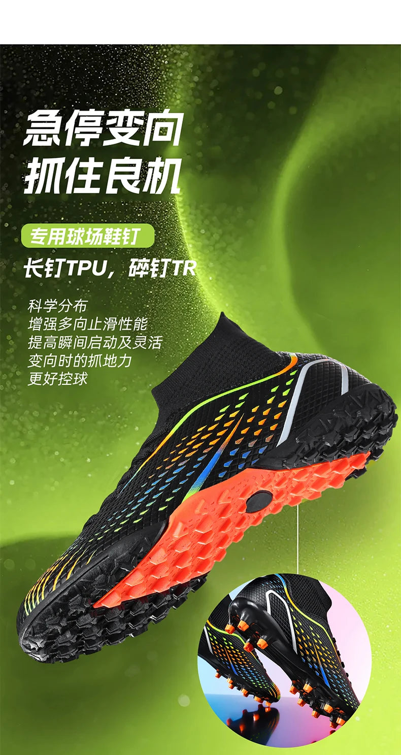 Men's Outdoor Football Boots FG/TF Professional Training Soccer Shoes Cleats Turf Futsal Match Grass Unisex Non-Slip Breathable