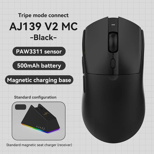 AJAZZ AJ139 Pro Wireless Gaming Mouse PMW3395/PAW3311, 26000 DPI Ultra-Light Rechargeable Wireless Gaming Mouse for PC, Laptop & Esports