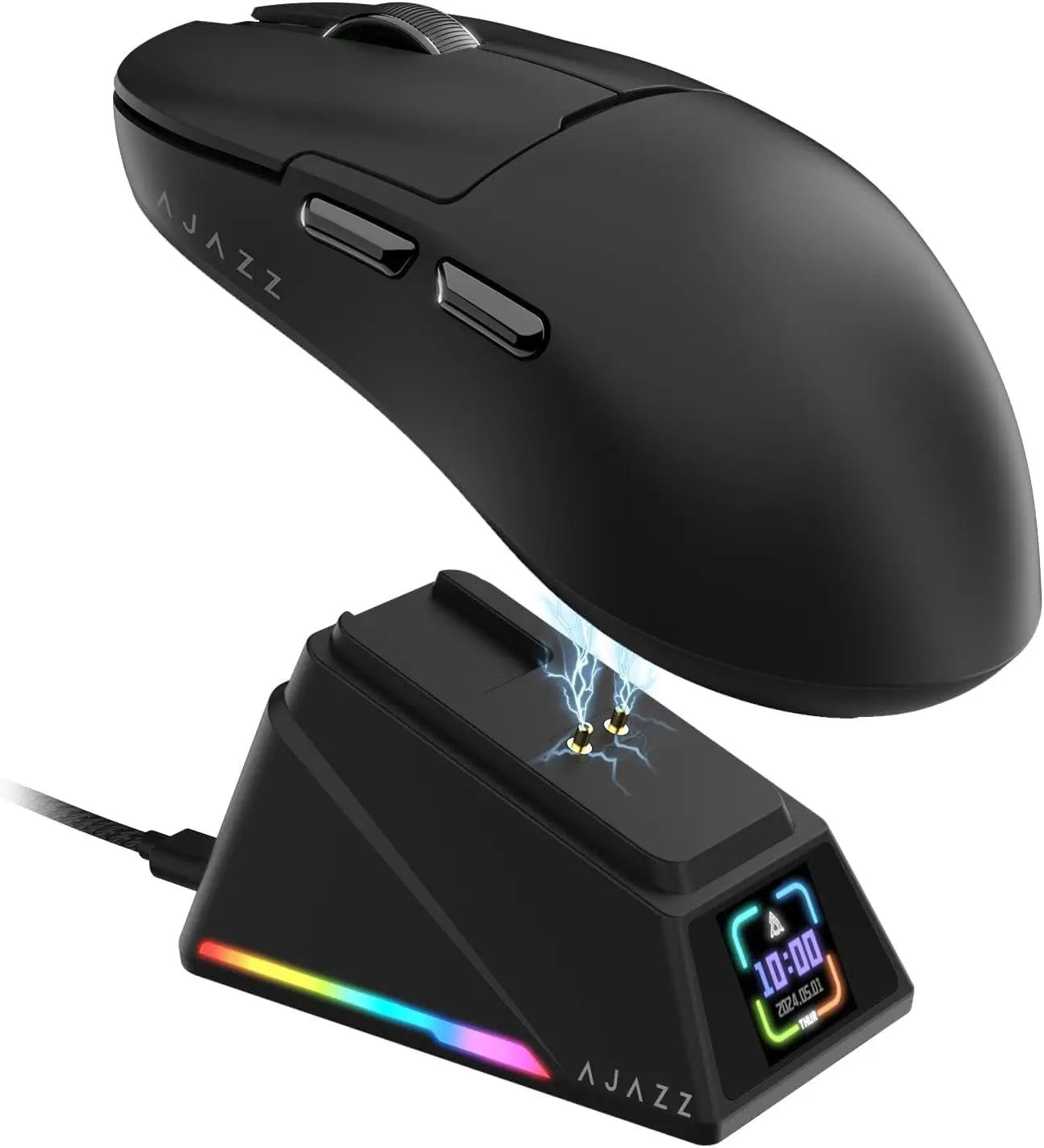 Ajazz AJ159 PRO/APEX Gaming-Maus 8000Hz Abtastrate Paw3950 Farbdisplay Magnetischer Standfuß AJ159P Büro & Gaming