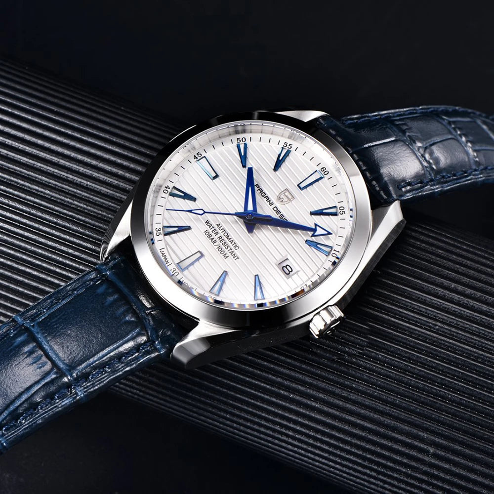 Reloj de lujo para hombre PAGANI DESIGN – Modelo automático mecánico (calibre 8215), de acero inoxidable, hermético, con indicador de fecha y agujas luminiscentes
