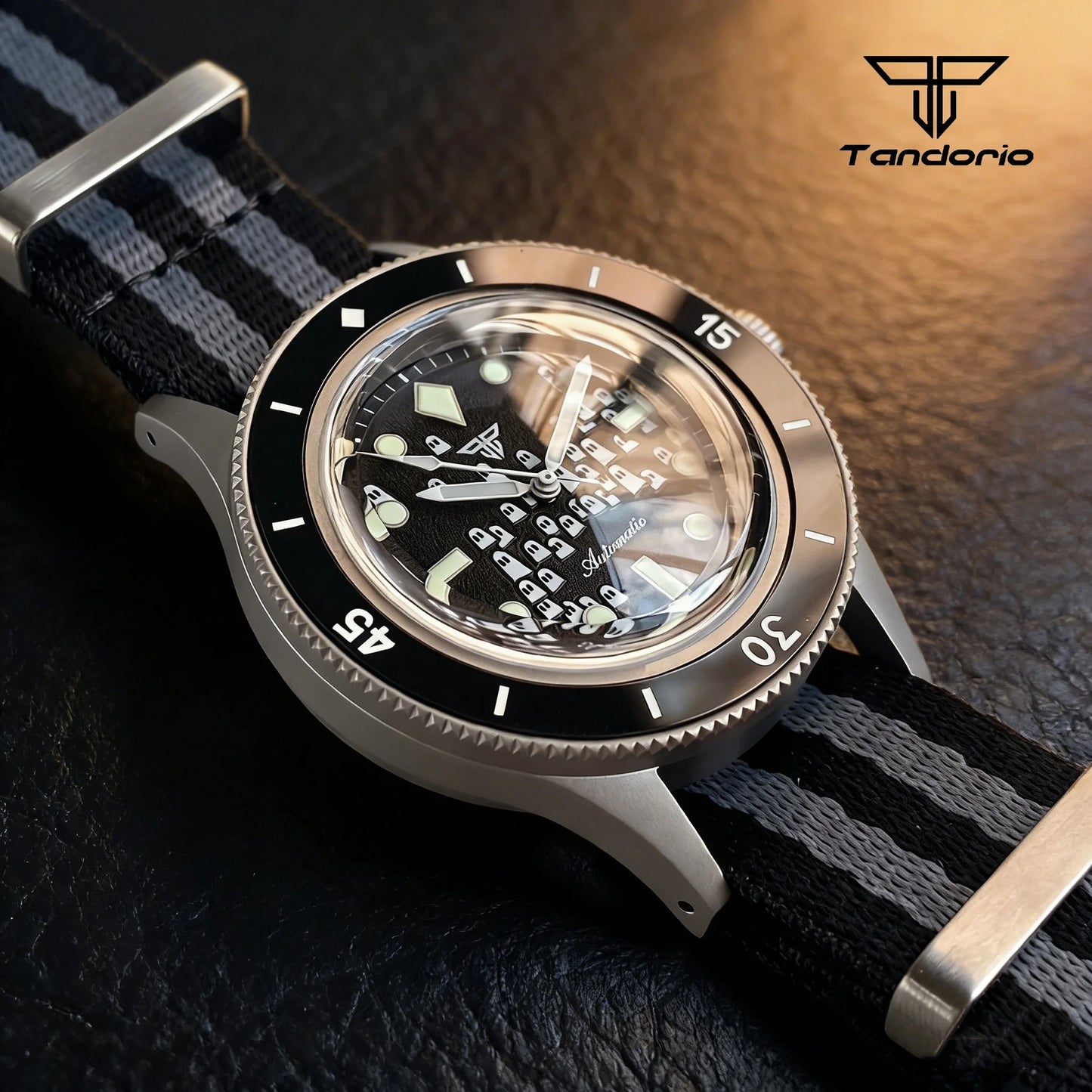 Tandorio Domed Sapphire 40mm Mechanical 50-Fathoms Style Diver Fashion Automatic Men Watch Miyota8215/PT5000 Luminous Ghost Dial