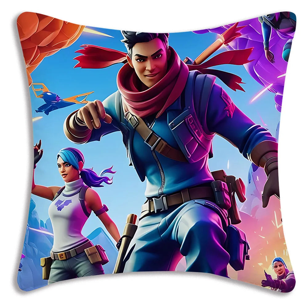 Anime game Fortnites Pillow Covers Cartoon Sofa Decorative Home Double-sided Printing Short Plush Cute Cushion Cover