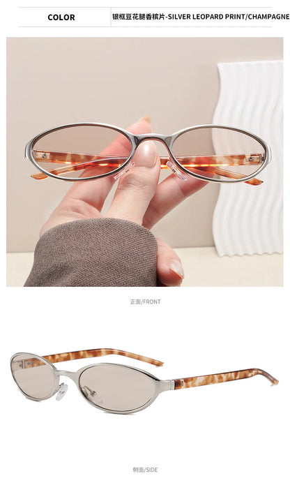 Retro Oval Design Sunglasses Women 2026 New Y2K Small Metal Frame UV400 Protection Vintage Punk Sun Glasses Fashion Eyewear