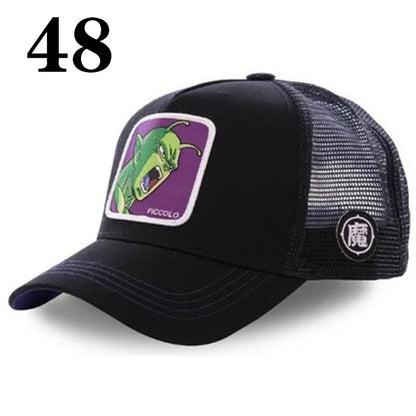 Casquette de baseball imprimée à l'effigie d'un personnage de l'anime Dragon Ball pour hommes et femmes – Casquette hip-hop – Casquette en maille pour camionneur – Protection solaire d'été pour les activités en plein air