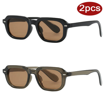 2pcs Fashion Small Square Women Luxury Brand Sunglasses Retro Designer Men Trending Multi Color Sun Glasses Shades UV400