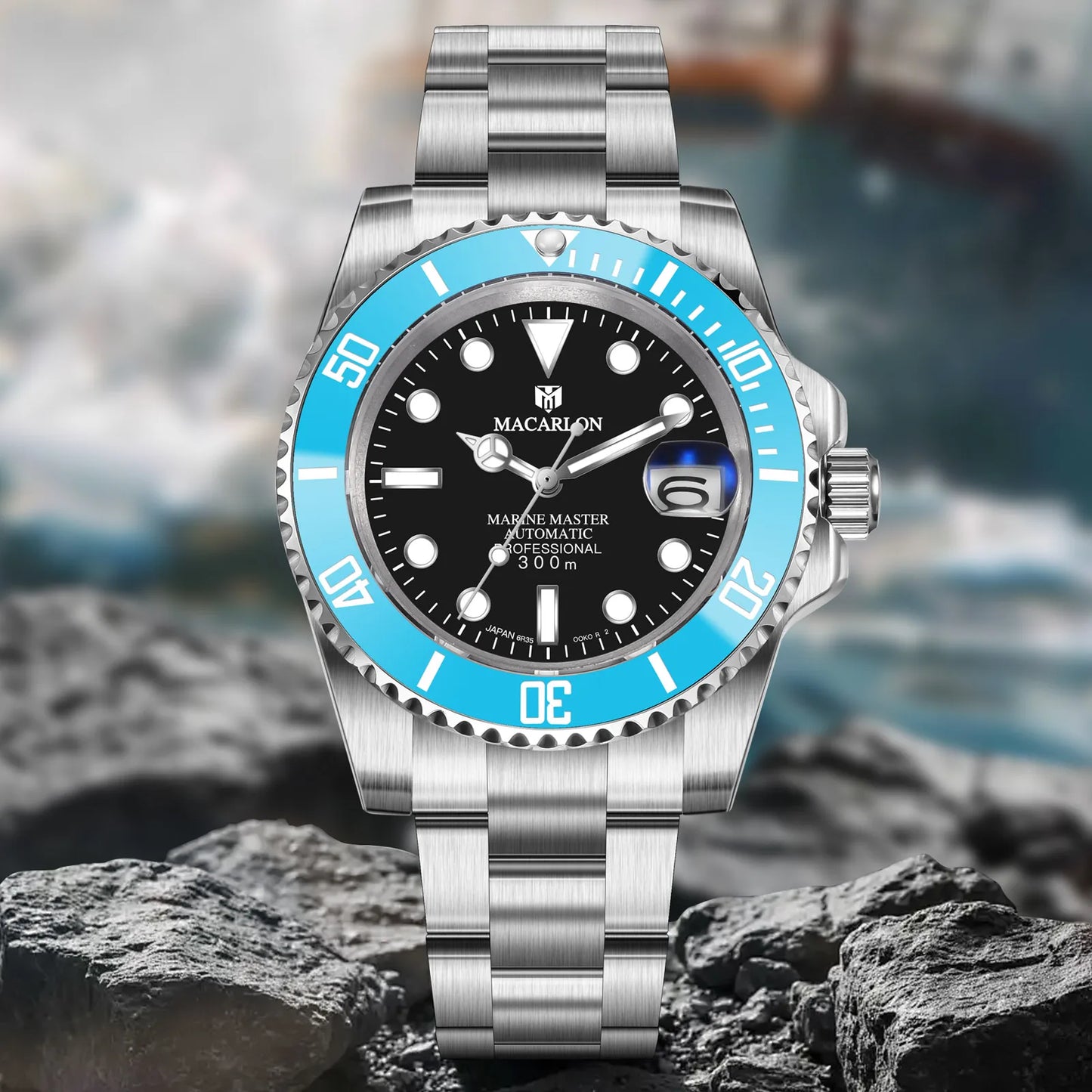 MACARLON Design New 41mm Mechanical Watch for Men Sapphire Glass Luminous Stainless Steel Waterproof China NH35 Automatic Watch TOP