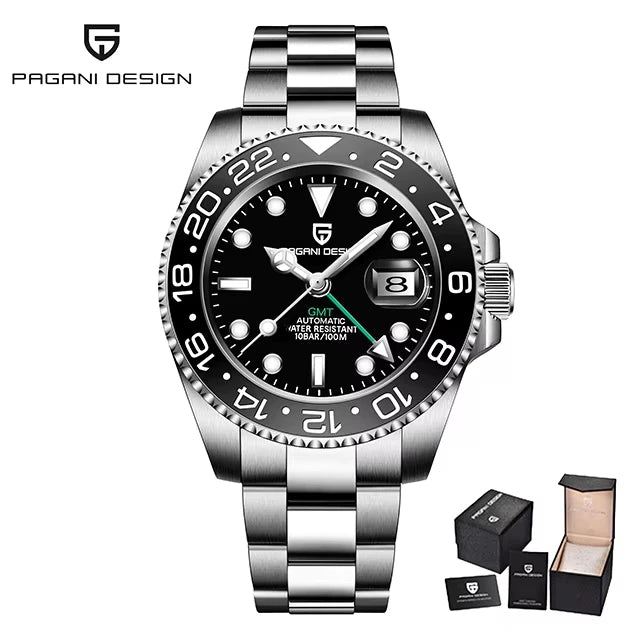 GMT Wristwatch PAGANI DESIGN Automatic Watch 40mm Mens Watch Top Brand Mechanical Watch 100M Waterproof Luminous Watches PD-1662