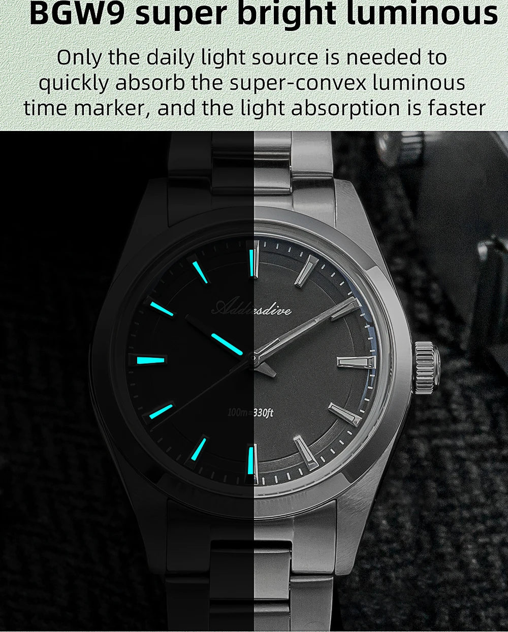 ADDIESDIVE 2024 New AD2066 Men's Watches Bubble Mirror Pot Cover Glass Stainless Steel Waterproof  Quartz Watch Man reloj hombre