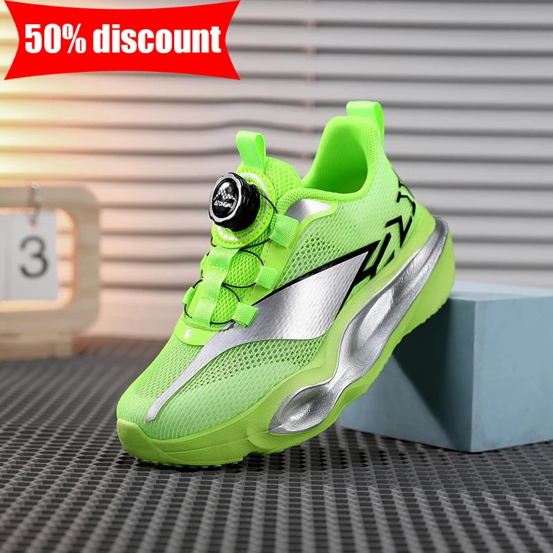 Children Sneakers Fashion Thick Soft Sole Cushioning Elastic Casual Comfortable Tennis Shoes New Lightweight Mesh Jogging Shoes