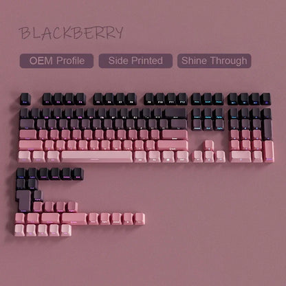 New 133 Key Gradient Gray PBT Double Shot Keycap Side Print Shine Through Backlit Keycaps For Cherry Gamer Mechanical Keyboard