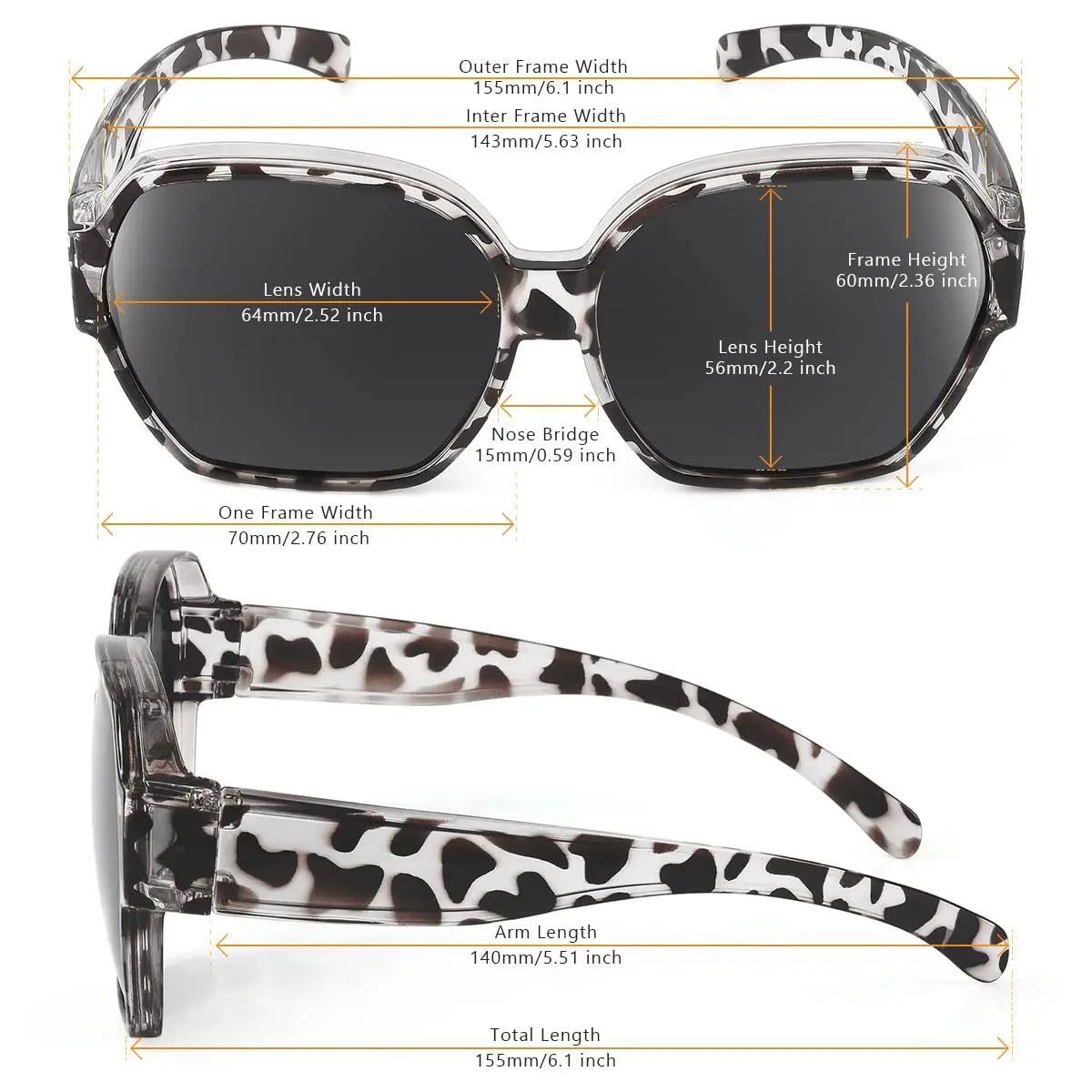 Oversized Over Glasses T01 Sunglasses for Women Men Square Fit Over Sun Glasses UV400