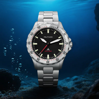 Militado ML16 Quartz Watch VH31 Sweep Movement Sapphire Super Luminova Watches Stainless Steel 200m Waterproof Wristwatch