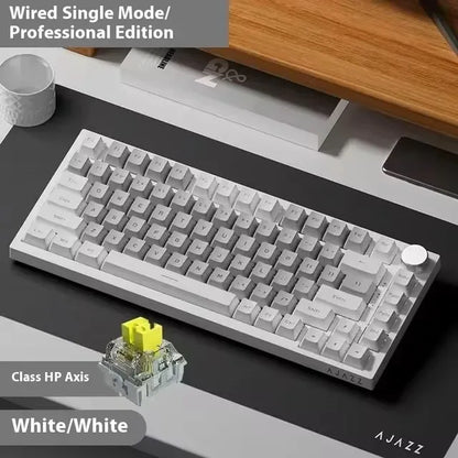 AK820 Wired Full-Key Hot-Swap Keyboard Removable USB Port White/Ice Blue Backlight Premium Sense Colorway