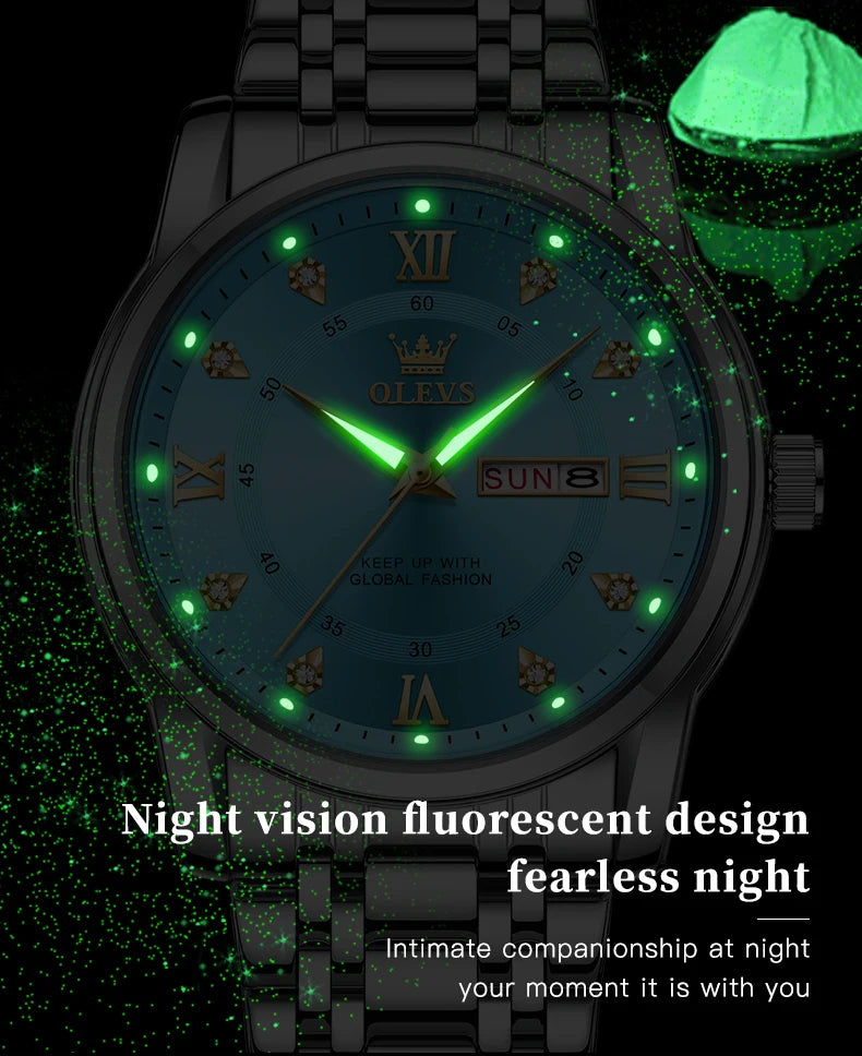 OLEVS Top Original Men Quartz Watch Blue Waterproof Watch for Men Stainless Steel Quartz Men Luxury Watch Luminous Wristwatch