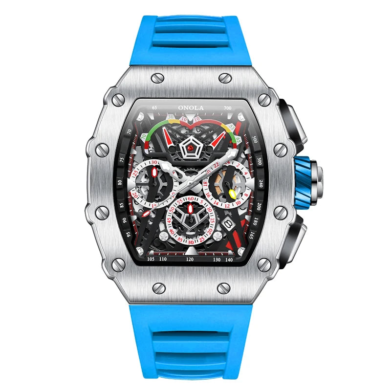 New Luxury Men Watch ONOLA Fashion Fully Automatic Mechanical Watches Man Unique Design Waterproof Tape Watch Wristwatch