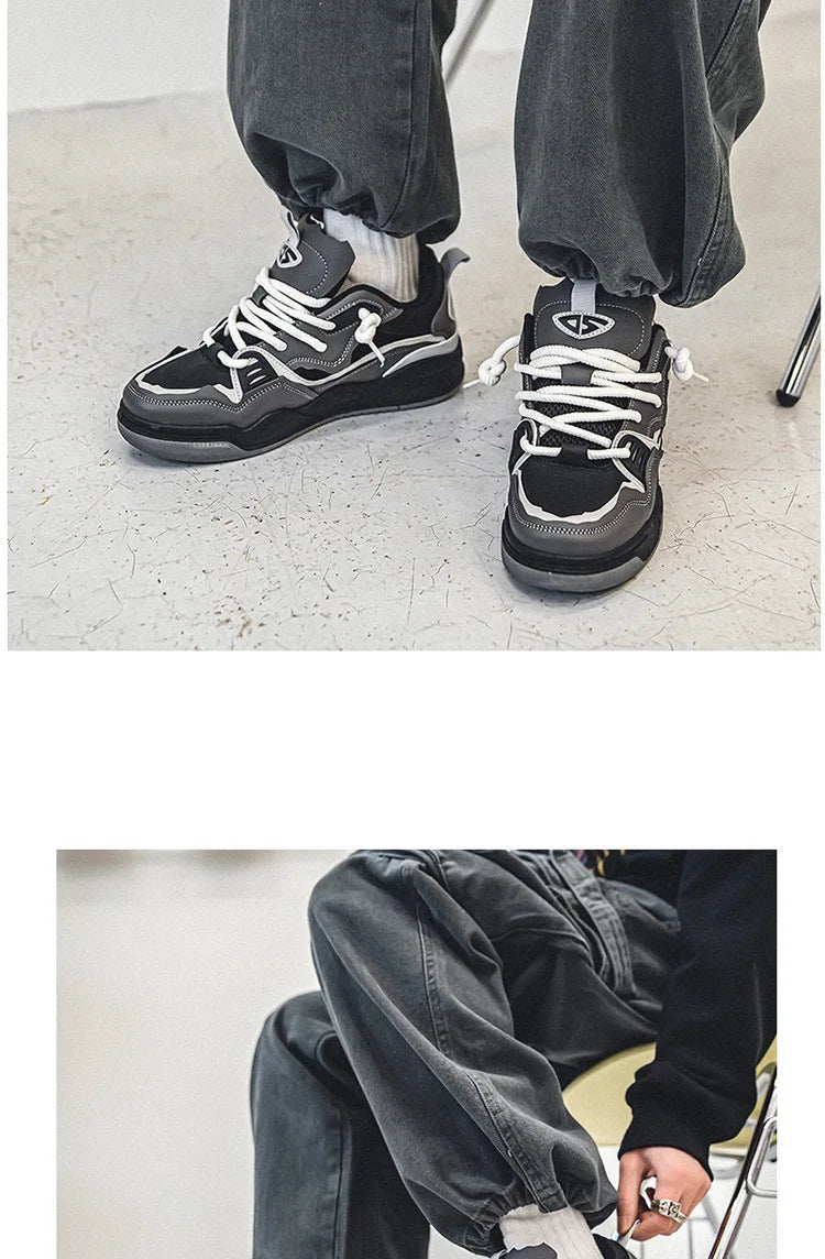 Zapatillas casual de malla para hombre, cómodas zapatillas de running masculinas con cordones, zapatos de skate con plataforma para hombre, zapatillas deportivas para estudiantes
