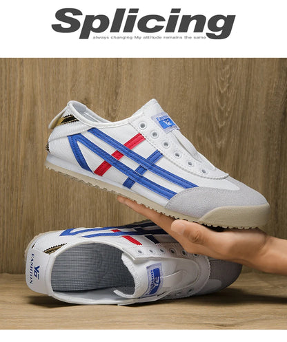 Men's Classic Running Shoes Lace Up Flat Bottom Sports Shoes Soft Sole Walking Gym Breathable Couple Casual Canvas Tennis Shoes