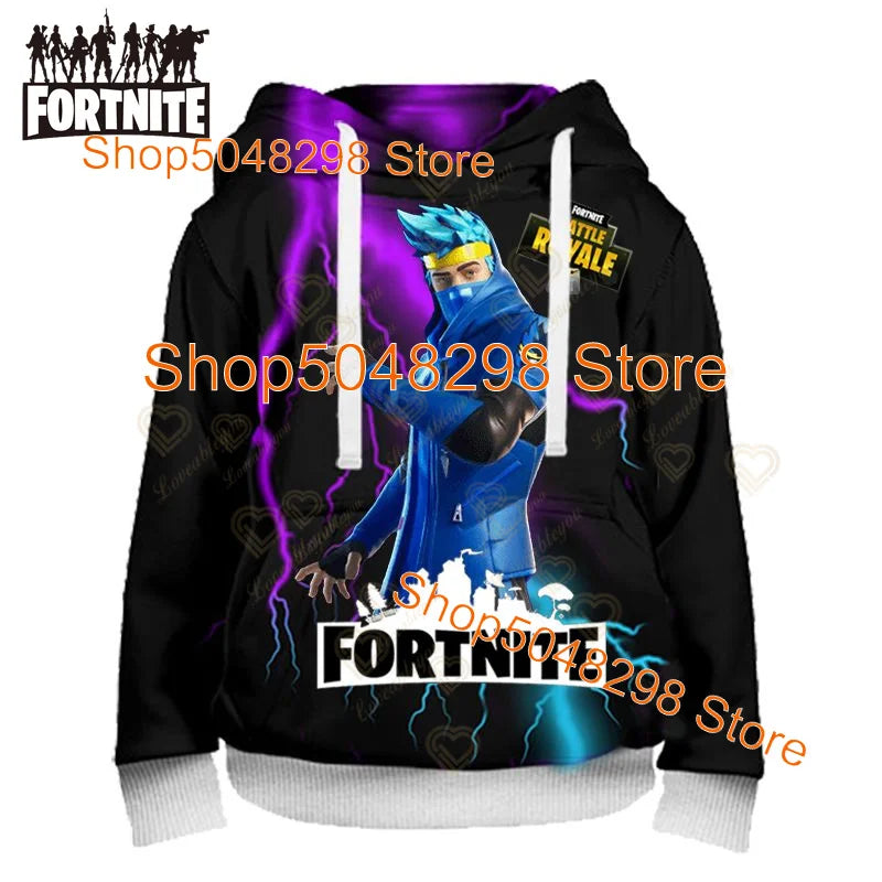 Fortnite Hoodies Pullover Sweatshirt Victory Royale 3D Hoodies Streetwear Hooded Tops for Kids Birthday Gifts