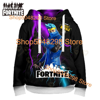 Fortnite Hoodies Pullover Sweatshirt Victory Royale 3D Hoodies Streetwear Hooded Tops for Kids Birthday Gifts