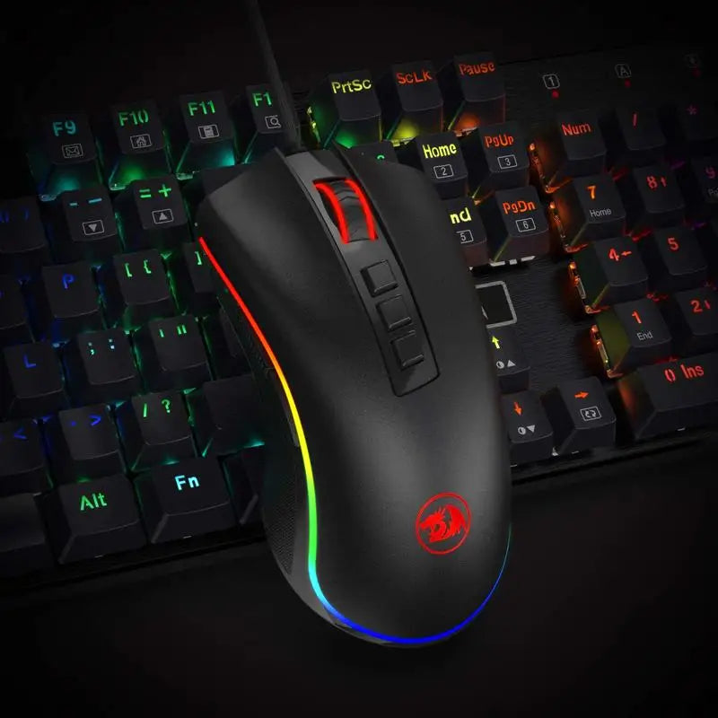 Mouse da gaming per PC Redragon M711 cablato, 7 pulsanti programmabili, RGB personalizzabile, 10,000 DPI, ergonomico
