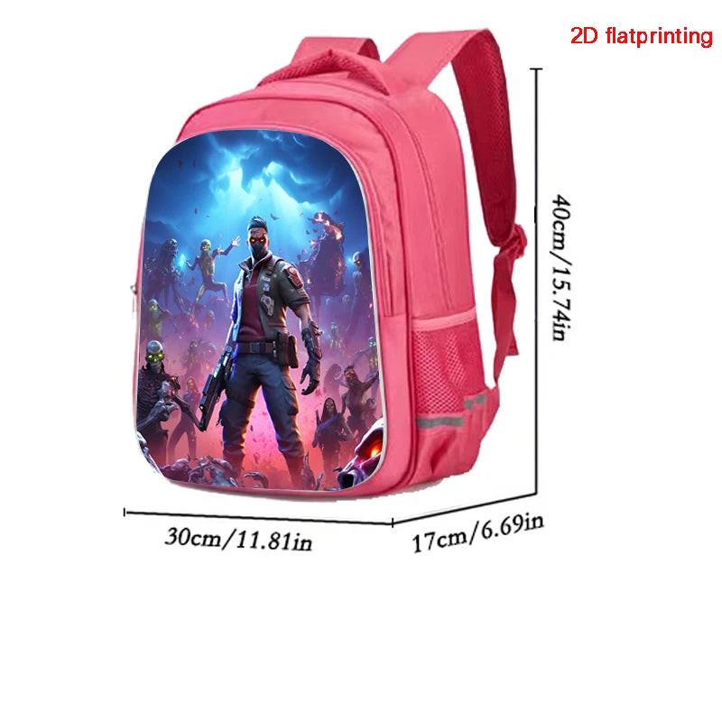 Mochila Fortnite Cartoon de 16 polegadas, unissexo, para rapazes e raparigas, com fechos duplos, grande capacidade e leve, para estudantes