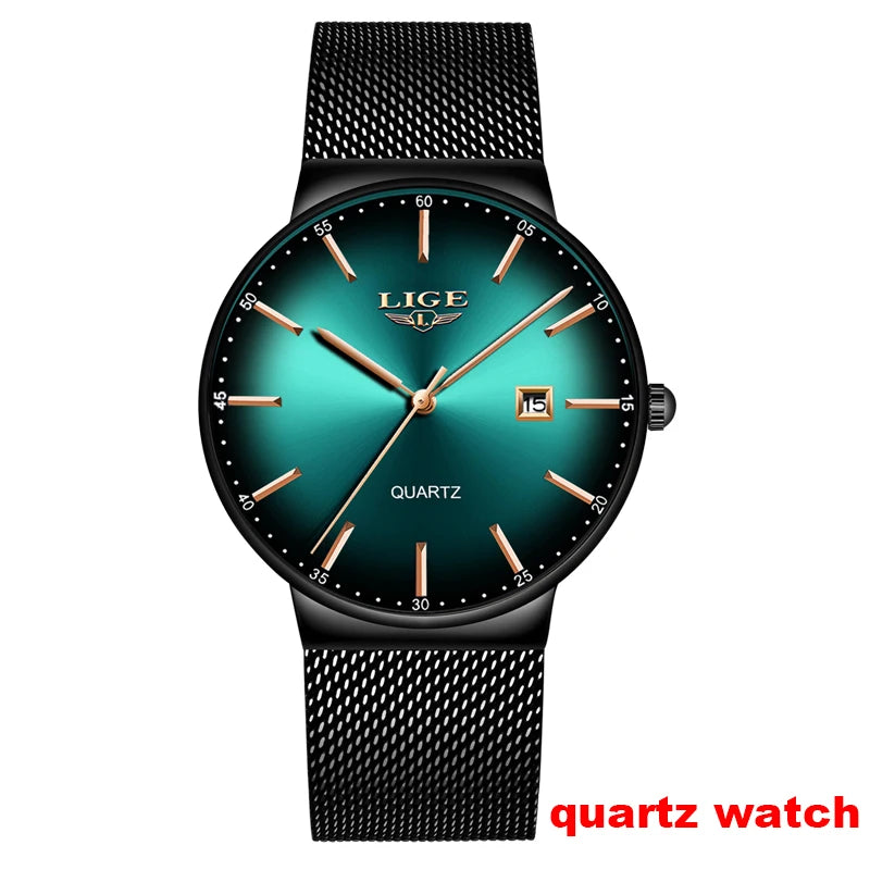 Relógios de pulso mecânicos automáticos para homem LIGE – Relógio de luxo de gama alta com turbilhão, modelo elegante e estanque, ideal para o trabalho ou ocasiões formais.
