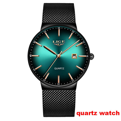 Relógios de pulso mecânicos automáticos para homem LIGE – Relógio de luxo de gama alta com turbilhão, modelo elegante e estanque, ideal para o trabalho ou ocasiões formais.