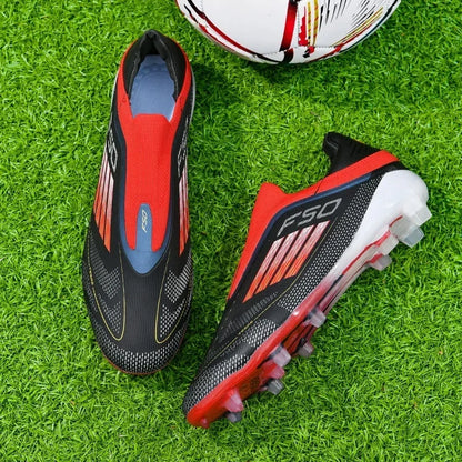 Nouvelles chaussures de football pour hommes, bottes de football confortables pour l'entraînement et les matchs en extérieur, crampons antidérapants et respirants, pour garçons et adultes, à longues pointes.