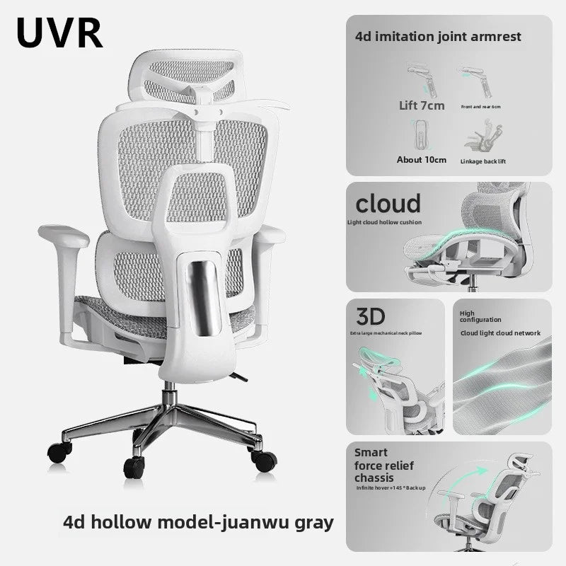 UVR Gaming Office Chair Adjustable Ergonomic Swivel Chair with Reclining Backrest, Computer Desk Chair with Armrests, Live Streaming Chair for Home Office