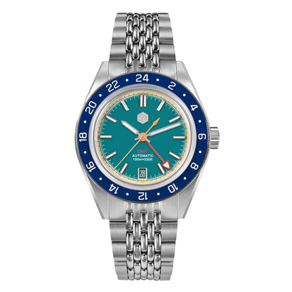 San Martin 39.5mm Limited Edition Full Lume Dial Automatic Men's Watch NH34 GMT 6H Date 10Bar Luxury Watch SN0116W